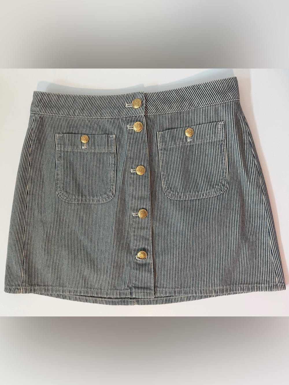 J.Crew Striped Denim Shirt & Mini Skirt Matching Set (Size 4 & 26) - Picture 10 of 14